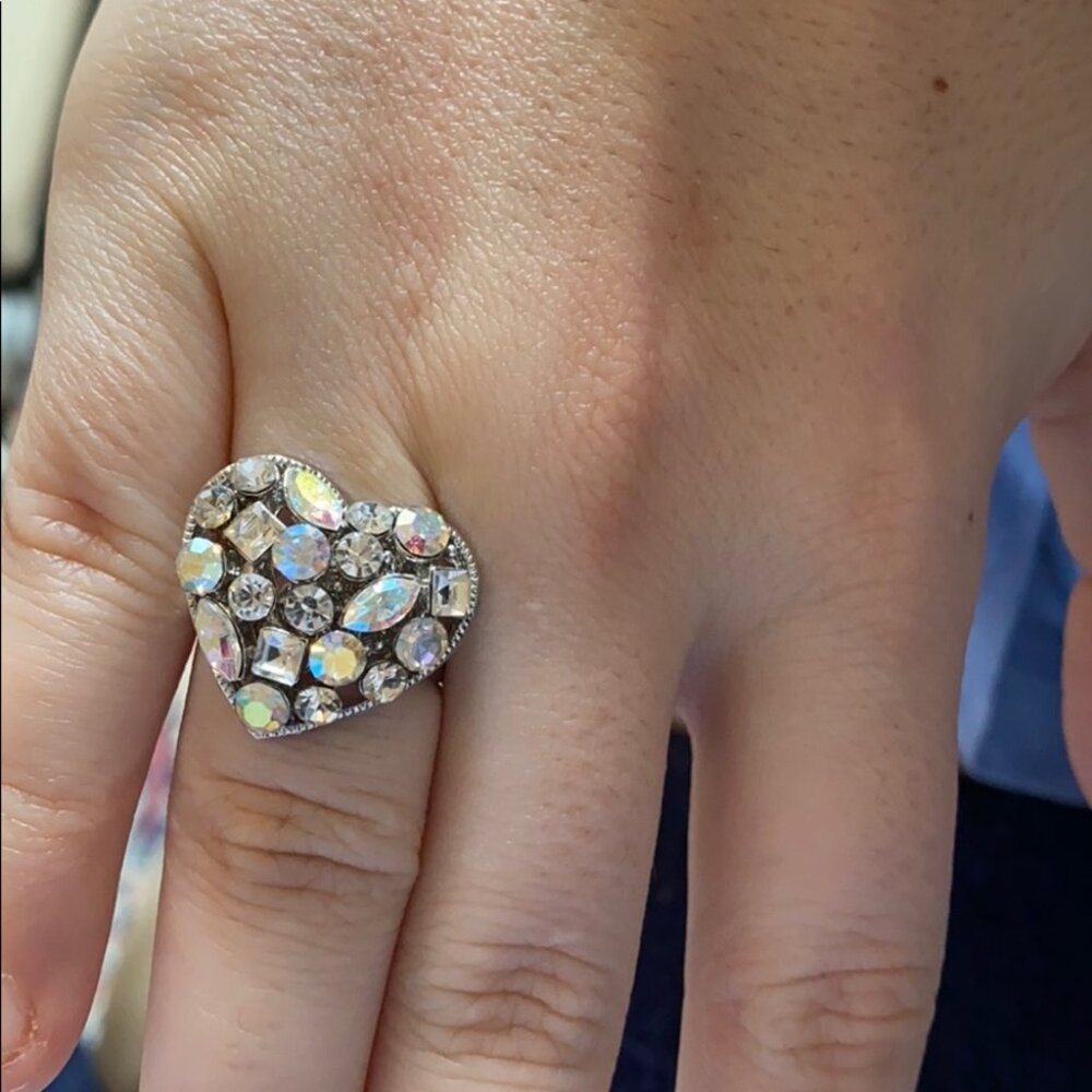 Crystal heart ring